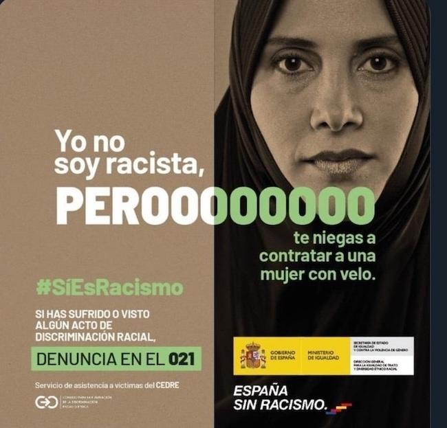 Cartel de la campaña del Ministerio de Igualdad contra el racismo.