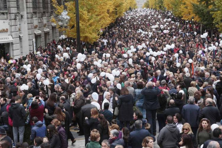 Imagen de la manifestación del pasado domingo contra la fusión hospitalaria.