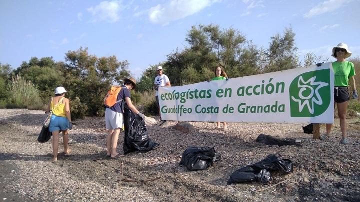 Voluntarios han recogido hasta seis sacos de basura en la playa. 