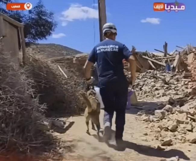 Uno de los bomberos sexitanos en las tareas de búsqueda de supervivientes.