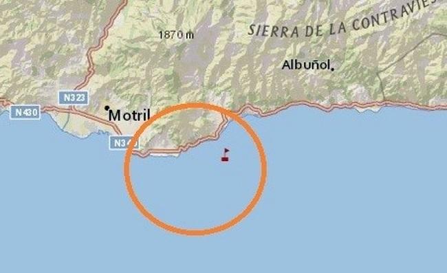 Mapa difundido en redes sociales por Salvamento Marítimo sobre el lugar del rescate. 