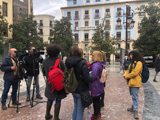 Presentación de la movilización del 8M, este viernes en Granada. 