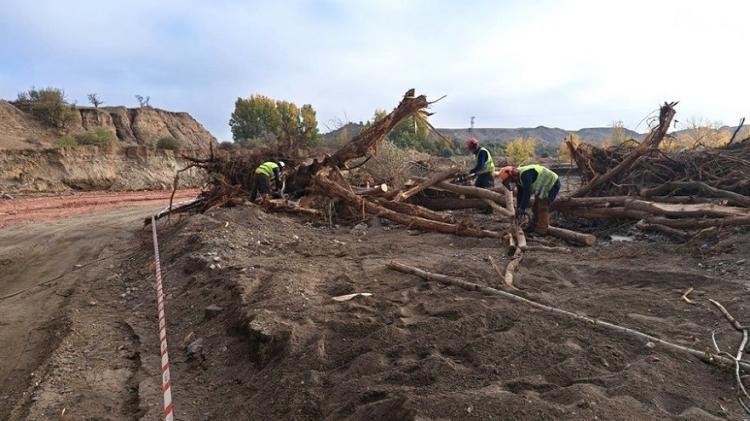 Trabajos de la CHG en la Rambla de Fiñana, en el término municipal de Guadix.