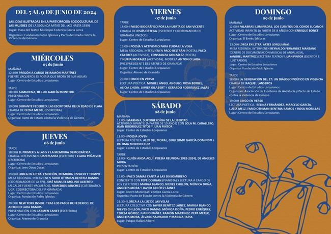 Cartel de actividades de la Feria del Librode Fuente Vaqueros.