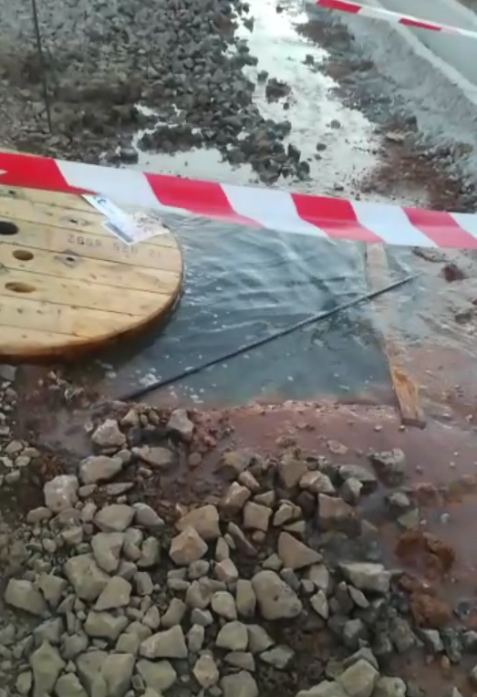 Agua detectada en el trazado.