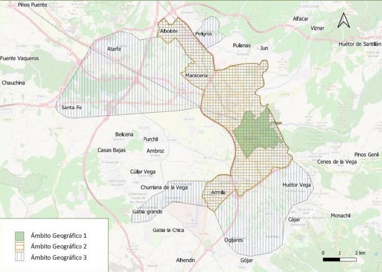 Mapa con los tres ecenartios de aplicación progresiva hasta 2030 de la Zona de Baja Emisiones Metropolitana.