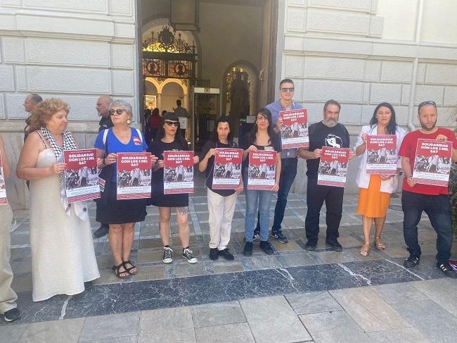 Rueda de prensa, este lunes, en la Plaza del Carmen.