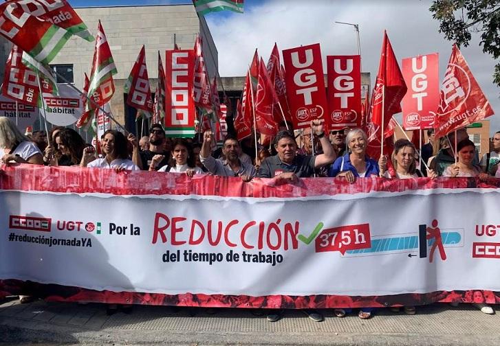 Concentración sindical llevada a cabo este jueves. 