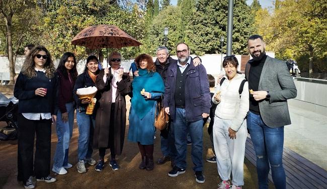 Representantes de IU Granada, en la reapertura del Parque Zen.