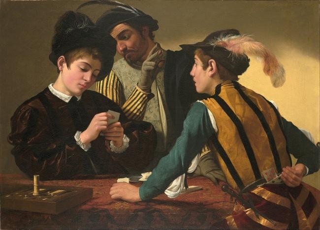 'Jugadores de cartas' (1595) de Caravaggio.