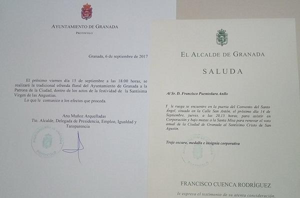 Detalle de los saluda recibidos por el edil de IU.