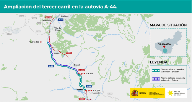 Proyecto del tercer carril en la carretera hacia la Costa de Granada.