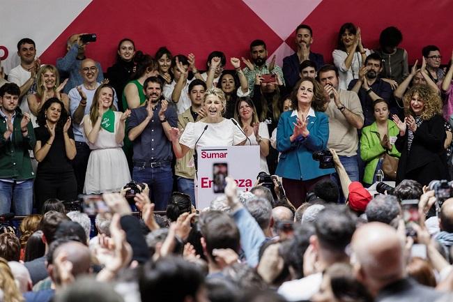 Yolanda Díaz en un acto el pasado abril en Madrid. 