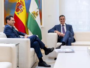 Pedro Sánchez y Juan Manuel Moreno Bonilla durante la reunión en La Moncloa el pasado 20 de septiembre.