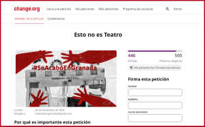 Captura de pantalla de la campaña de recogida de firmas en change.org