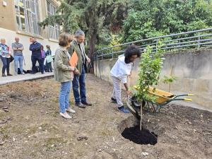 El estudiante planta un limonero en la Facultad de Políticas y Sociología en un acto de reconocimiento a su gesta.