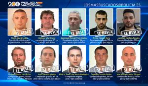 Imagen de los diez fugitivos más buscados distribuida por la Policía Nacional.