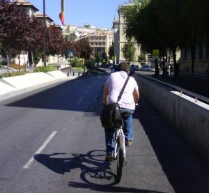 Ciclista por la Avenida de la Constitución. 