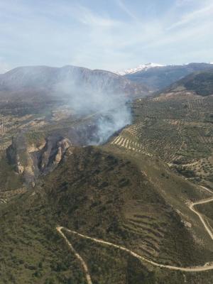 Vista aérea del paraje del incendio.