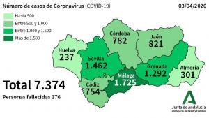 Mapa actualizado con la incidencia del Covid-19.