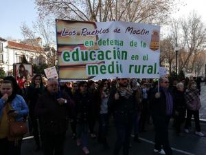 Imagen de archivo de la manifestación del pasado enero en contra del cierre de escuelas rurales.