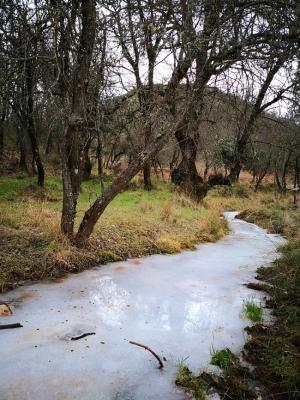 El río Fardes, helado, en Prado Negro.