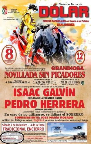 Cartel de la novillada, con los descuentos a menores abajo a la izq., en círculo negro.