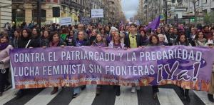 Cabecera de la manifestación de este viernes por Gran Vía. 