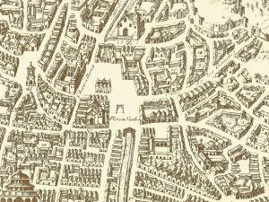 Horca situada en la Placeta de San Gil, donde fueron ajusticiados once de los participantes en el complot de 1705. PLATAFORMA DE VICO, 1611,