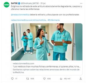 Respuesta del sindicato SATSE al amewntable artículo de Redacción Médica.