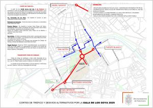 Mapa de los cortes previstos por el Ayuntamiento de Granada