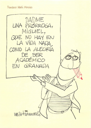 Dibujo que acompañó a la carta con la que pidió, en 2005, la prórroga para presentar su discurso de presentación en la Academia.