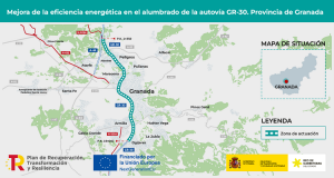 Mapa que señala el tramo en el que se cambiarán las luminarias.  