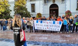 Un momento de la concentración de protesta. 