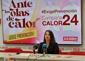 La responsable sindical Angustias Díaz, en rueda de prensa. 