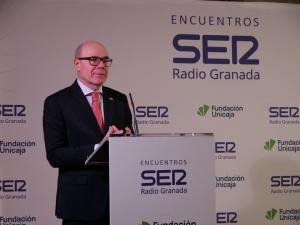 El rector, Pedro Mercado, durante su intervención en Encuentros SER. 