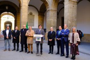 Los rectores de las universidades públicas andaluzas, este martes en Sevilla. 