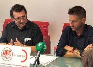 Responsables de UGT informan de las movilizaciones en rueda de prensa. 