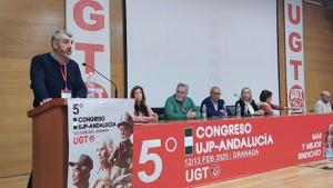 Oskar Martín ha intervenido en el congreso regional de UJP-UGT de Andalucía.