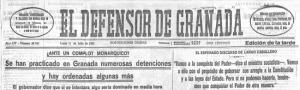 'El Defensor de Granada', edición del 23 de julio de 1933 – Primera Pagina y las ediciones de lo días siguientes, pagina 2.