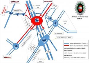 Mapa con la afección de tráfico