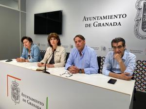 Ediles de Unidas Podemos con representantes de la Plataforma por el Ruido.