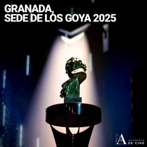 Cartel del anuncio, en 2023, que Granada acogería la gala de los Premios Goya. 