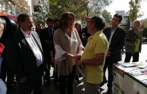 Susana Díaz, este martes, en el expositor de Agrajer en Puerta Real.