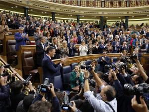 Pedro Sánchez, tras su primera intervención en el debate de investidura.