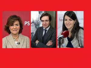 Carmen Calvo (PSOE), Pablo Hispán (PP) y Macarena Olona (Caminando Juntos), cuneros en los comicios de hoy por Granada.